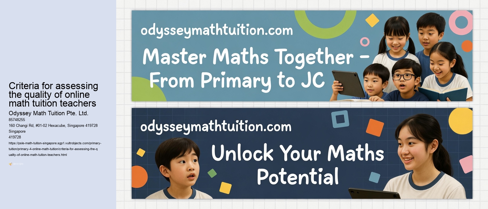 Criteria for assessing the quality of online math tuition teachers